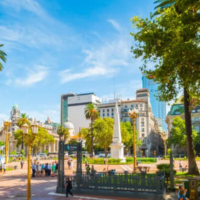 View of plaza de mayo in buenos aires in a sunny day