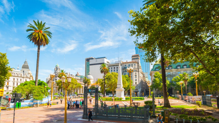 View of plaza de mayo in buenos aires in a sunny day