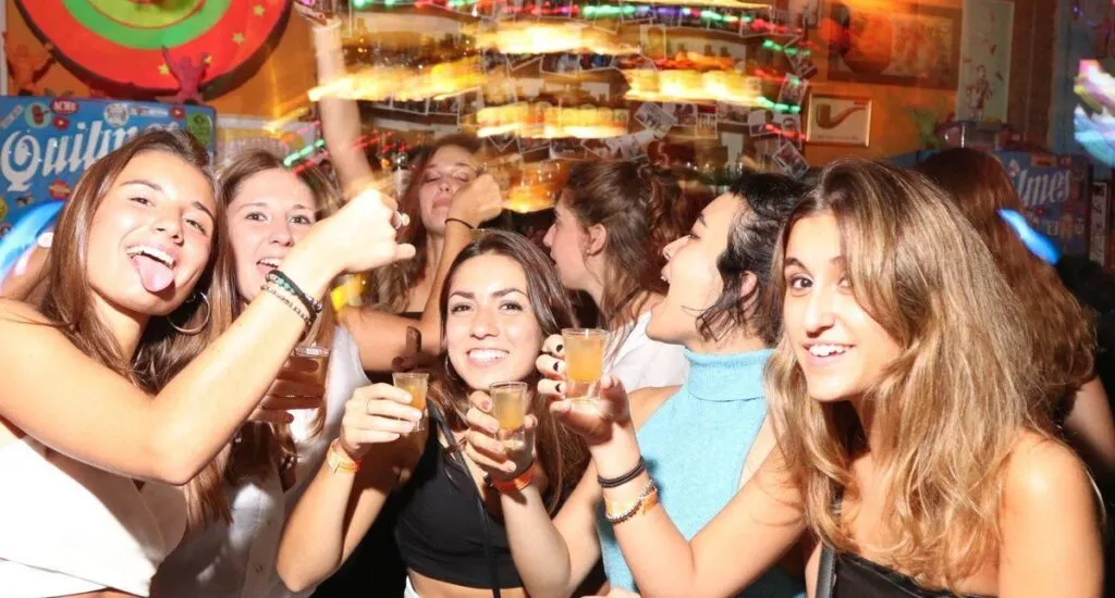 A group of girl celebrating in a pub in buenos aires