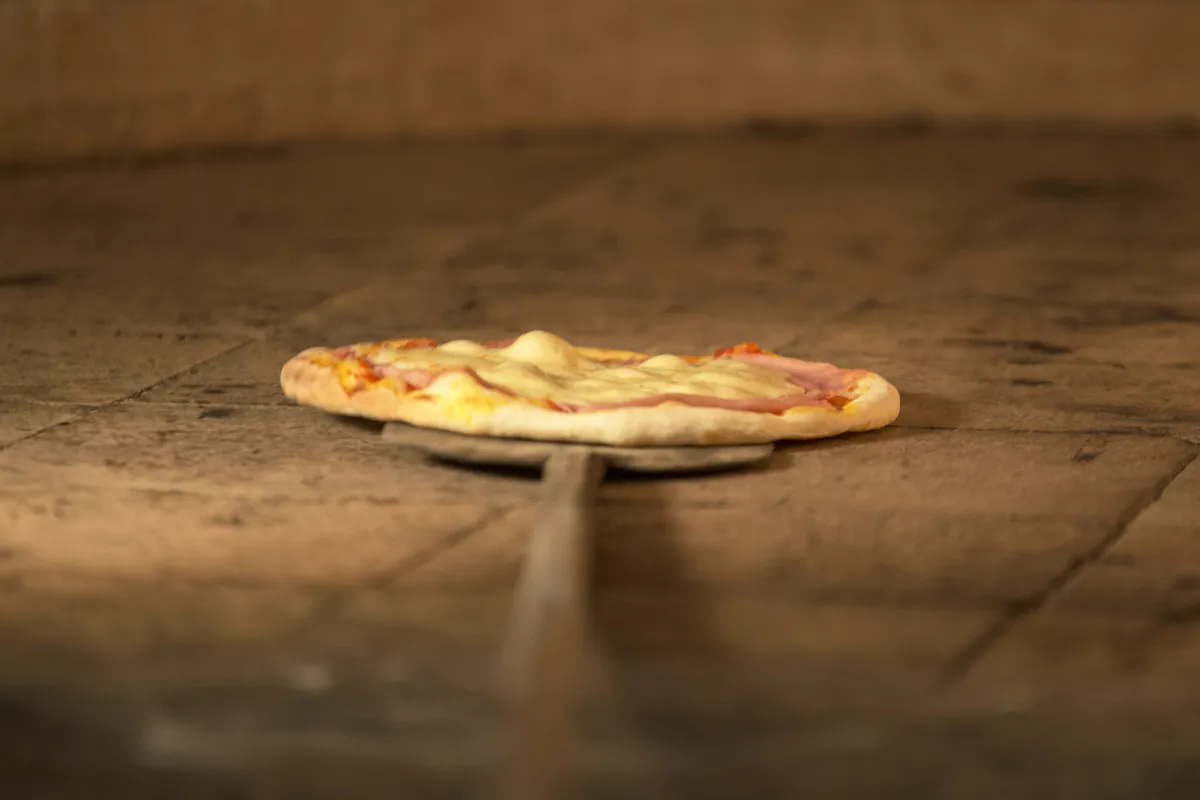Pizza beeing cooked in the oven