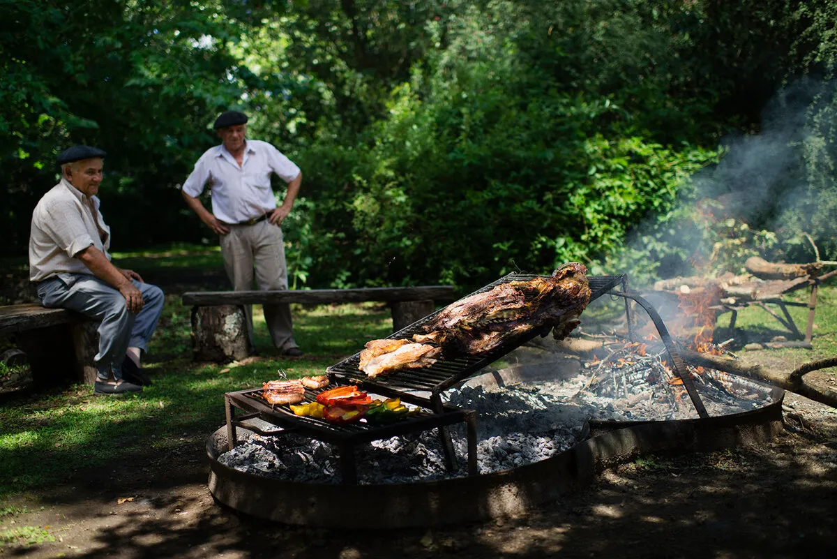Gauchos cooking asado in a argentinean estancia