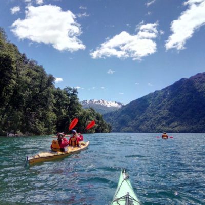 Kayaking in mascardi lake on bariloche
