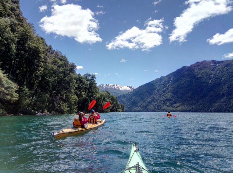 Kayaking in mascardi lake on bariloche