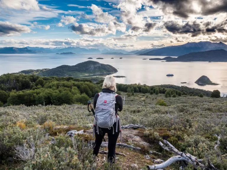 Women looking the horizon during a Patagonia Cruise.