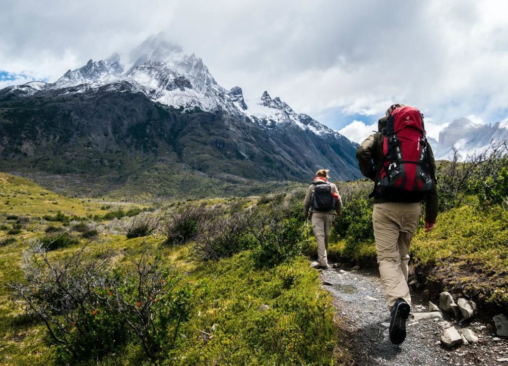 Couple hiking in patagonia