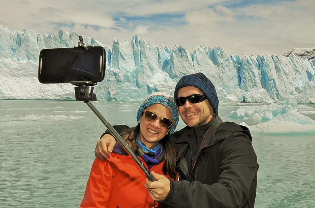 A couple in the Perito Moreno Glacier