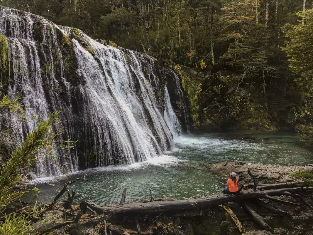 The beautiful Cascada Ñivinco in The Route of the Seven Lakes in Argentina