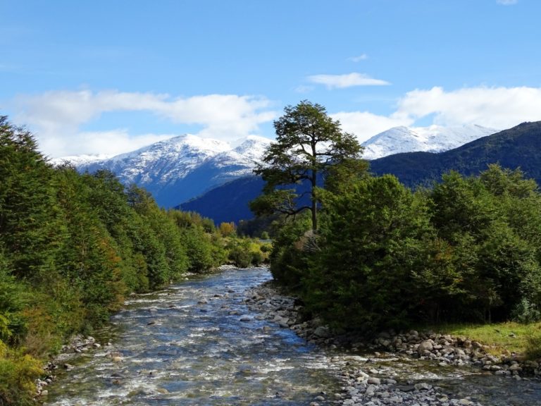 carretera austral View of a river in the Carretera Austral road trip in Chile.