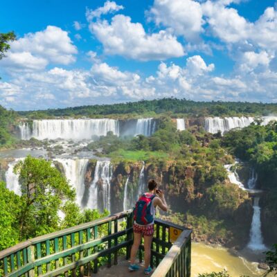 Enjoying of one of the viewpoints in the Iguazú Falls