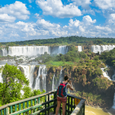Enjoying of one of the viewpoints in the Iguazú Falls