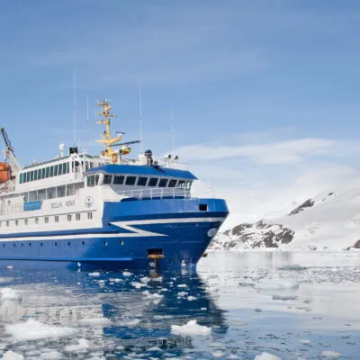 View antarctica cruise sailing trough sea