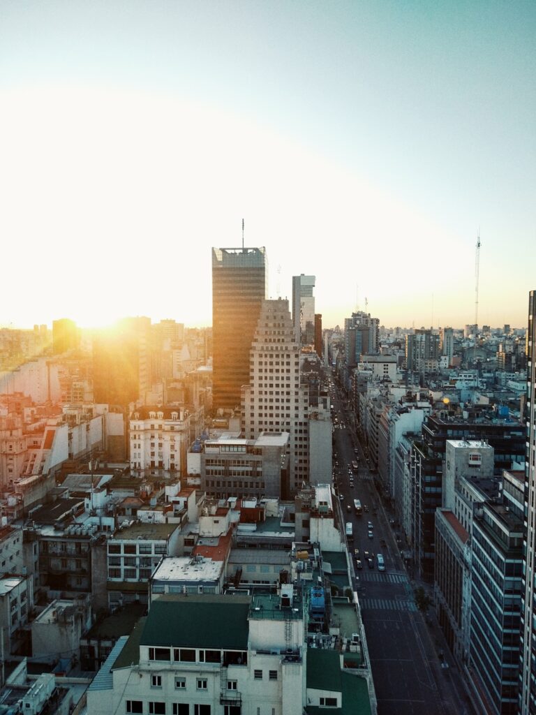 Buenos aires city sunset view
