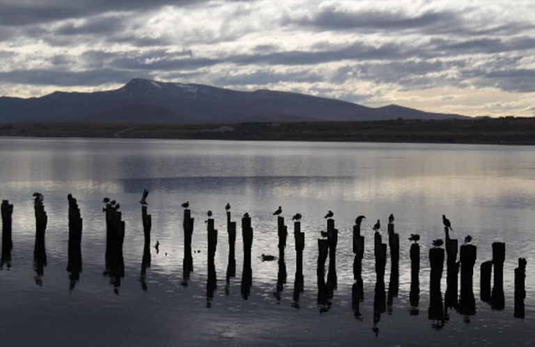 Sunset view of puerto natales