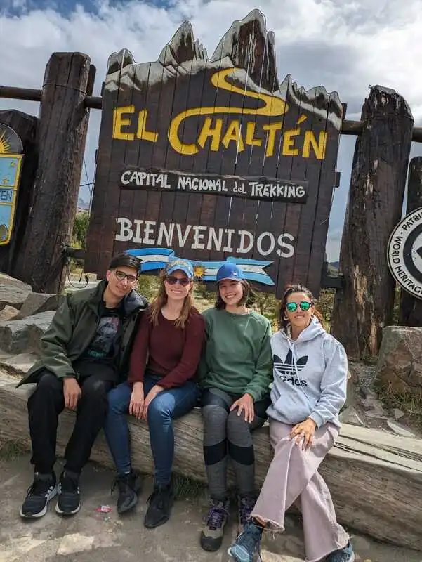 Micaela and her traveling mates in a solo trip she made to El Chaltén, Patagonia, Argentina.