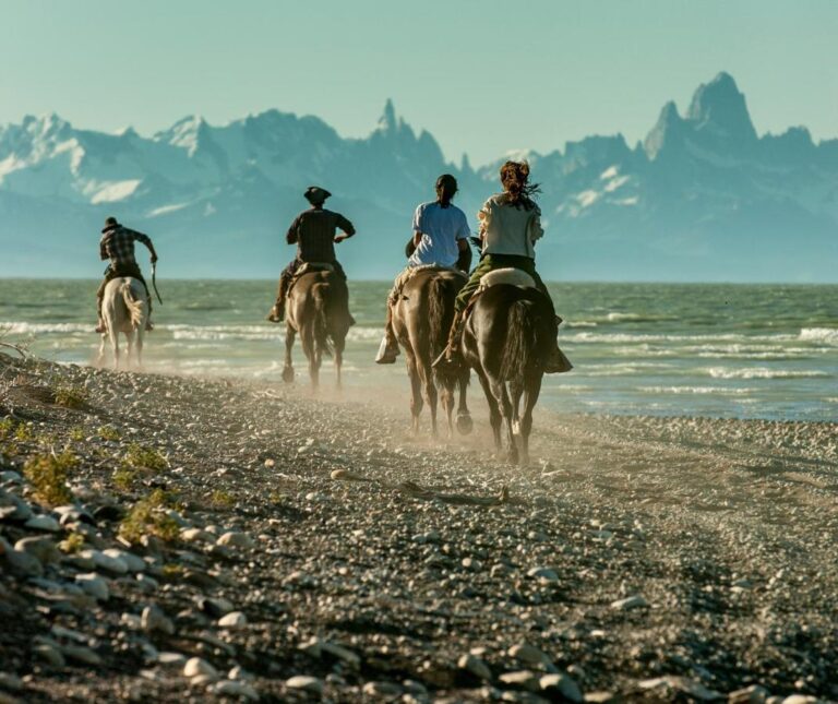 people horseriding in estancia estela in patagonia