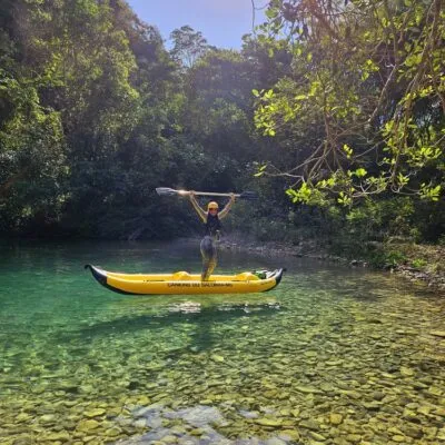 girl kayaking in pantanal