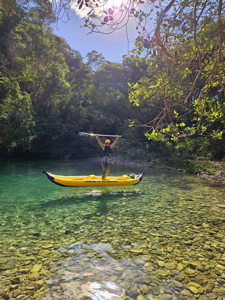 girl kayaking in pantanal