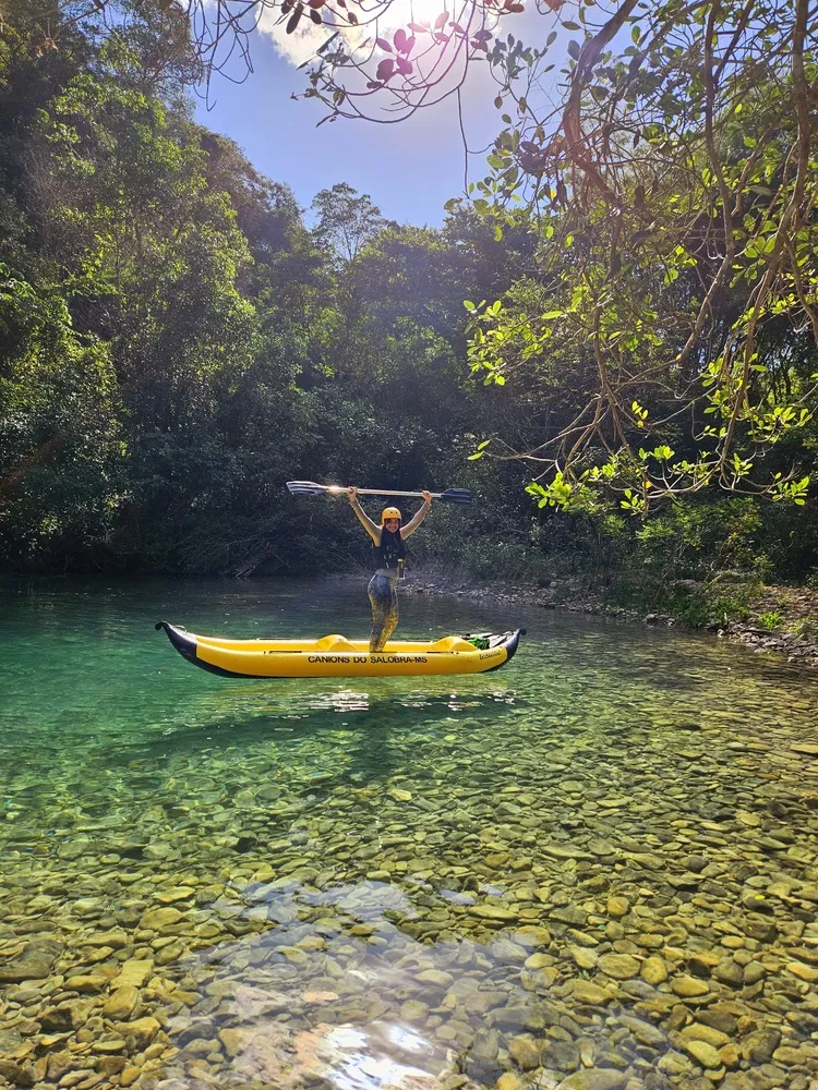 girl kayaking in pantanal