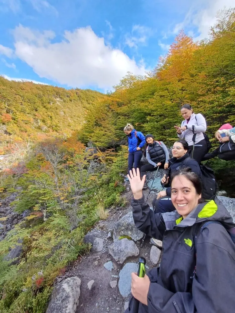Our hiking group taking a moment to relax at a glade before hitting the summit and reach the Huemul Glacier in El Chalt&eacute;n, Patagonia, Argentina.