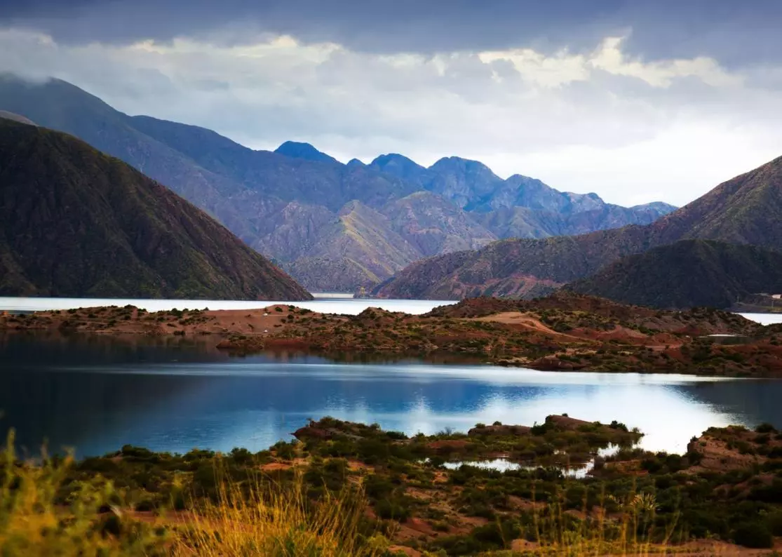 mendoza-uspallata Stunning view of the Andes Mountain Range and lake in Mendoza, Argentina.