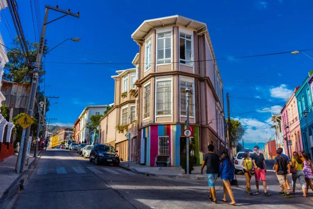 View of colorful Valparaiso street, Chile
