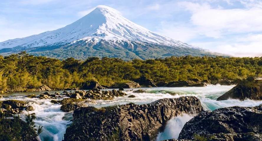 View of the Osorno Volcano in Chile, Patagonia.