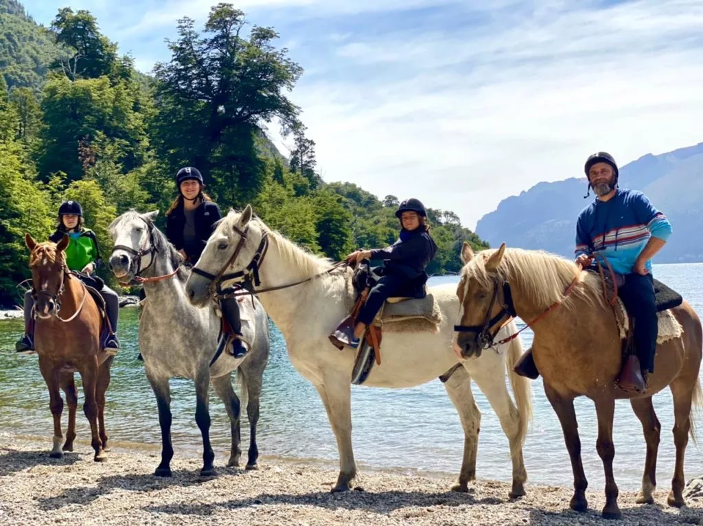 family horseriding in patagonia