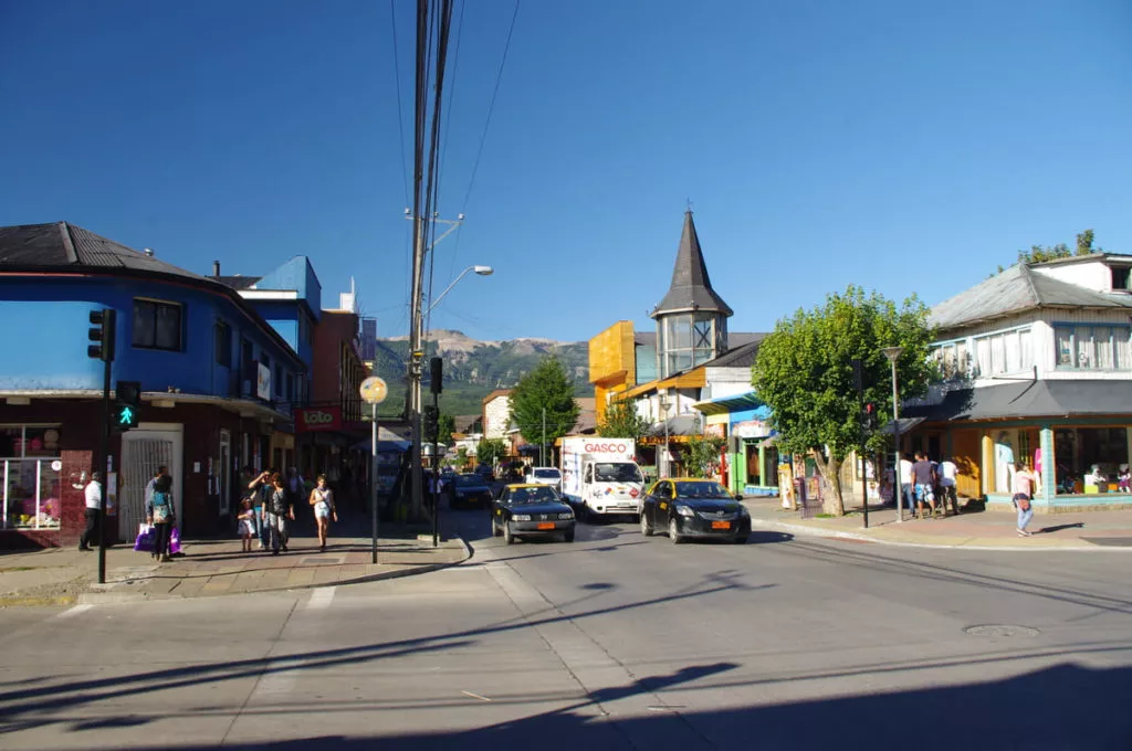 A street with cars in Chile.